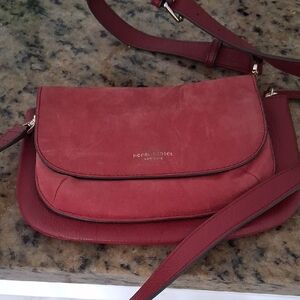 henri bendel Red Suede & Leather Crossbody Bag